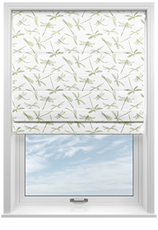 Dragonflies, Green - Motorised Roman Blind